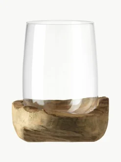Handgemaakte windlicht Terra met teakhouten houder^LEONARDO Fashion
