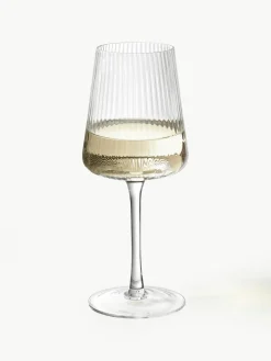 Handgemaakte witte wijnglazen Cami met groefstructuur, 4 stuks^Westwing Collection Fashion