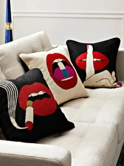 Handgemaakte wollen decoratief kussen Lips Hush^Jonathan Adler Online