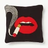 Handgemaakte wollendecoratief kussen Lips Smolder^Jonathan Adler New