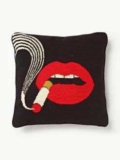 Handgemaakte wollendecoratief kussen Lips Smolder^Jonathan Adler New