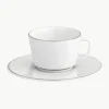 Handgemaakte XS porseleinen koffiekopjes Vitruv met schoteltjes en handbeschilderde platina rand, 2 stuks^Meissen Fashion