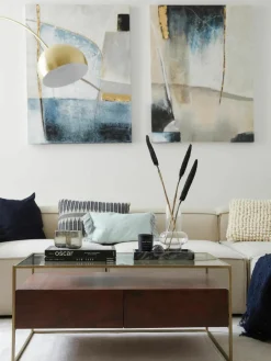 Handgeschilderde canvasdoek Golden Blue II^Malerifabrikken Sale