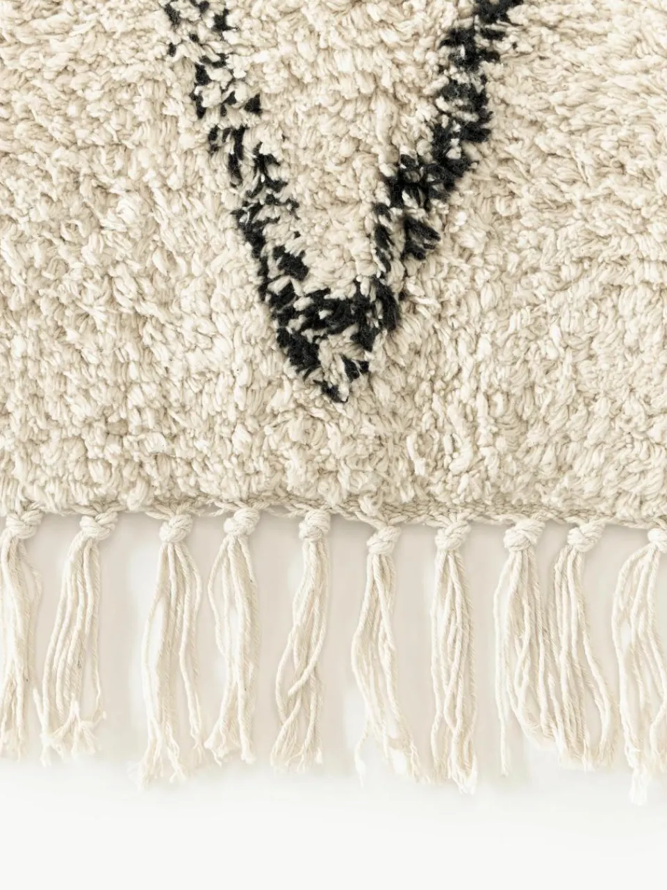 Handgetuft katoenen vloerkleed Bina met ruitjesmotief en franjes^Westwing Collection Discount