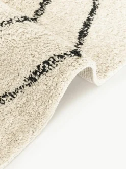 Handgetuft katoenen vloerkleed Bina met ruitjesmotief en franjes^Westwing Collection Discount