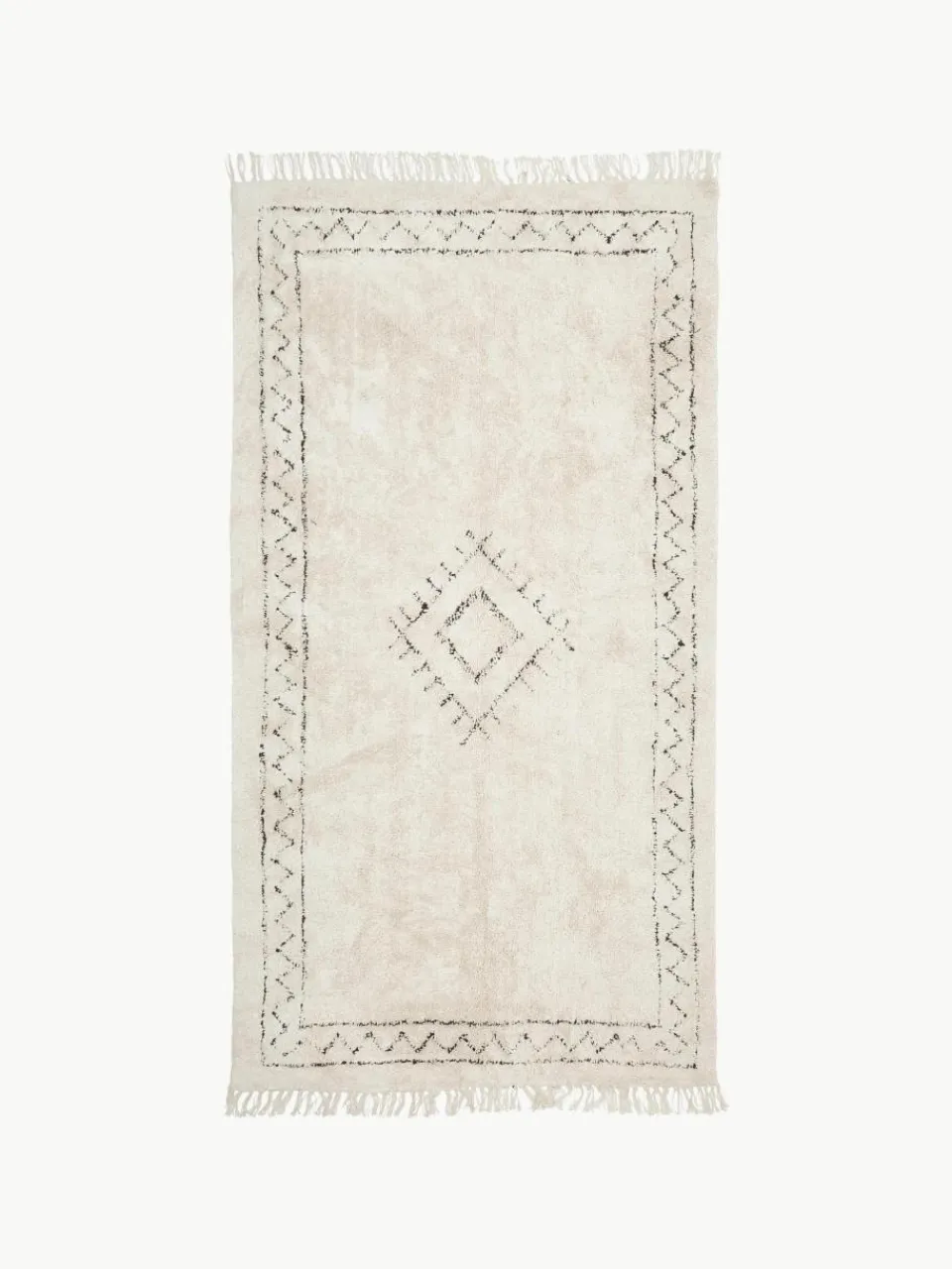Handgetuft katoenen vloerkleed Fionn met franjes^Westwing Collection Best