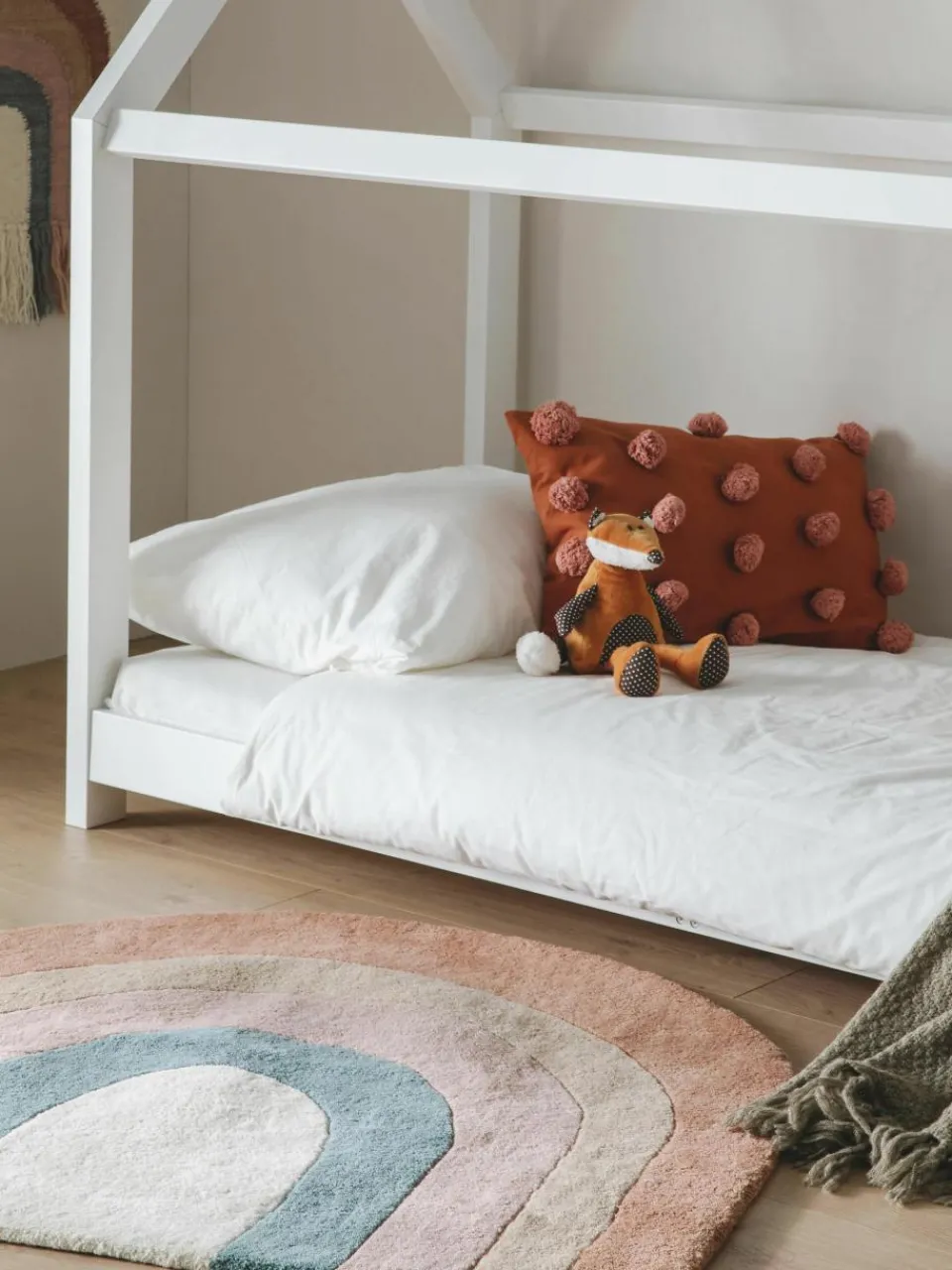 Handgetuft kindervloerkleed Rainbow van wol met franjes^Benuta New