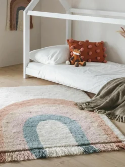 Handgetuft kindervloerkleed Rainbow van wol met franjes^Benuta New