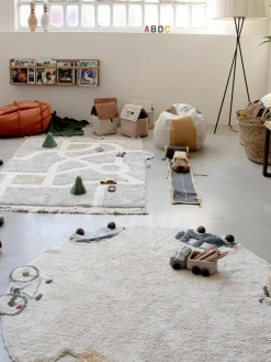 Handgetuft rond kindervloerkleed Wheels met hoog-laag effect, wasbaar^Lorena Canals Best