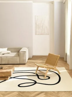 Handgetuft wollen vloerkleed Line met One Line tekening^Westwing Collection Outlet