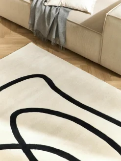 Handgetuft wollen vloerkleed Line met One Line tekening^Westwing Collection Outlet