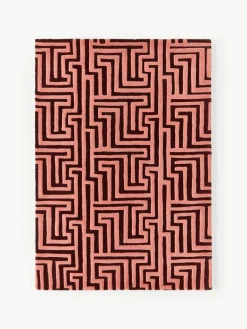 Handgetuft wollen vloerkleed Monty met verhoogd hoog-laag structuur^Westwing Collection Fashion