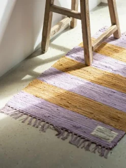 Handgeweven katoenen loper Chindi met franjes^Bongusta New