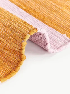 Handgeweven katoenen vloerkleed Chindi met franjes^Bongusta New