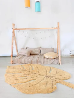 Handgeweven kindervloerkleed Monstera met hoog-laag effect, wasbaar^Lorena Canals Online
