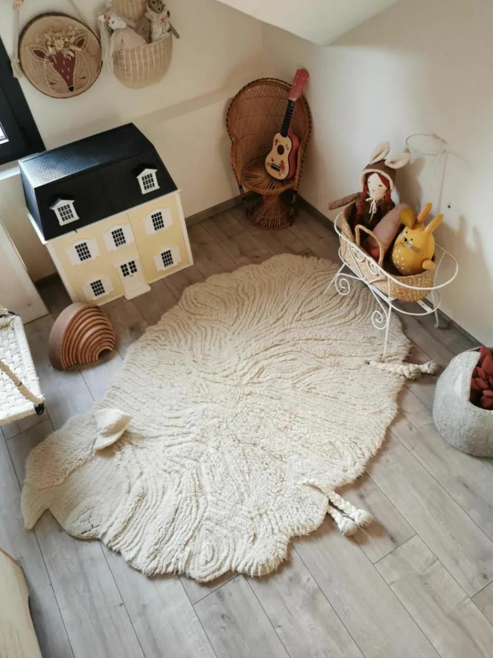 Handgeweven kindervloerkleed Sheep van wol, wasbaar^Lorena Canals Fashion