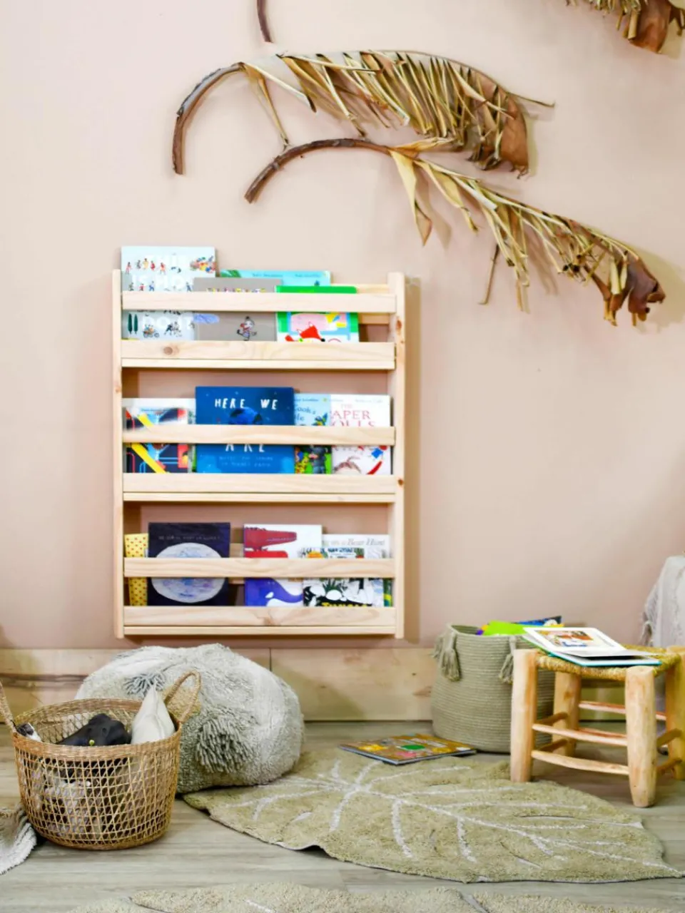 Handgeweven kindervloerkleed Mini Monstera met hoog-laag effect, wasbaar^Lorena Canals Best