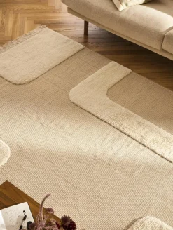 Handgeweven vloerkleed Laine met hoog-laag patroon en franjes^Westwing Collection Online