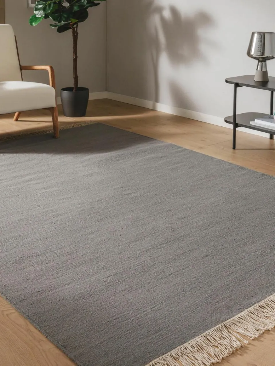 Handgeweven wollen vloerkleed Liv met franjes^Benuta Online