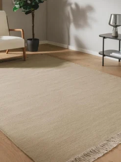 Handgeweven wollen vloerkleed Liv met franjes^Benuta Outlet