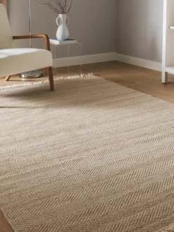Handgeweven wollen vloerkleed Lars met franjes^Benuta Hot