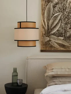 Hanglamp Vienna van Weens vlechtwerk met stof^Westwing Collection Hot