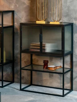 Highboard Boli met gegroefd glas^Dutchbone Online