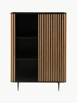 Highboard Linea met schuifdeur en geribbelde voorzijde^Westwing Hot