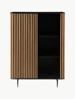 Highboard Linea met schuifdeur en geribbelde voorzijde^Westwing Hot