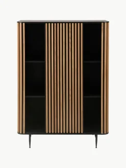Highboard Linea met schuifdeur en geribbelde voorzijde^Westwing Hot