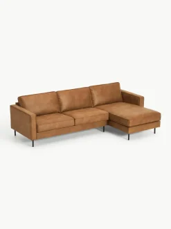 Hoekbank Hunter van gerecycled leer^Westwing Collection Online