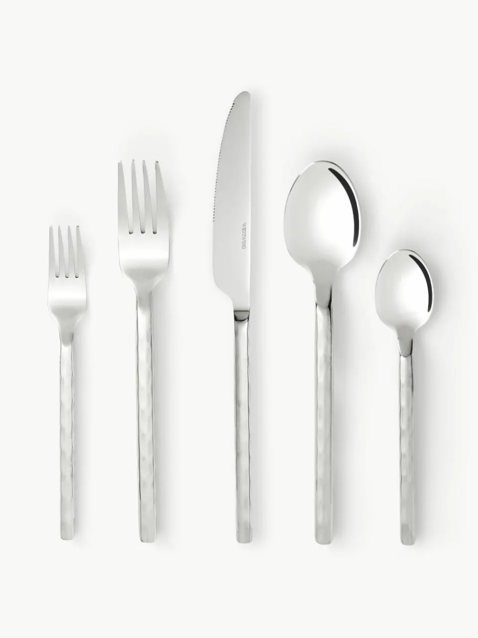 Hoogglans gepolijste bestekset Miles in gehamerde look, 4 personen (20-delig)^Westwing Collection Online