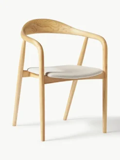 Houten armstoel Angelina met zitkussen^Westwing Collection Fashion
