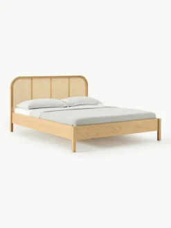 Houten bed Jones met hoofdeinde van Weens vlechtwerk^Westwing Collection Sale