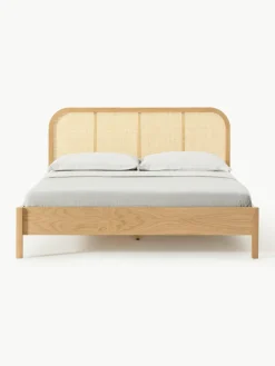 Houten bed Jones met hoofdeinde van Weens vlechtwerk^Westwing Collection Sale