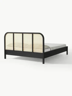 Houten bed Jones met hoofdeinde van Weens vlechtwerk^Westwing Collection Best
