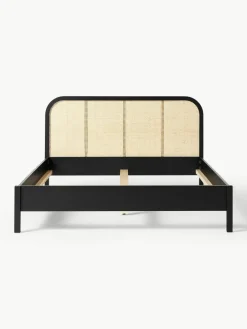 Houten bed Jones met hoofdeinde van Weens vlechtwerk^Westwing Collection Best