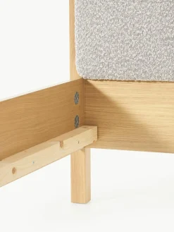 Houten bed Jones met hoofdeinde van bouclé^Westwing Collection Outlet