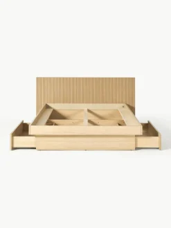 Houten bed Sato met lades en hoofdeinde^Westwing Collection Hot