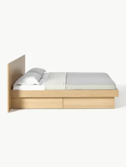 Houten bed Sato met lades en hoofdeinde^Westwing Collection Hot