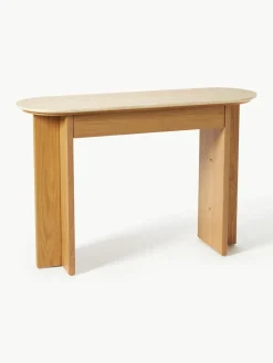 Houten console Zumi met travertin blad en lade^Westwing Collection Outlet