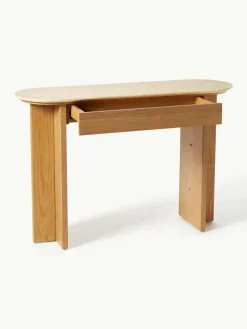 Houten console Zumi met travertin blad en lade^Westwing Collection Outlet