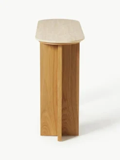 Houten console Zumi met travertin blad en lade^Westwing Collection Outlet