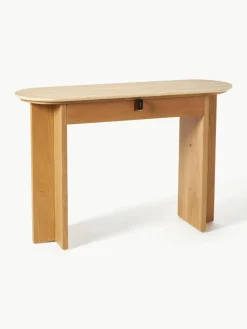 Houten console Zumi met travertin blad en lade^Westwing Collection Outlet