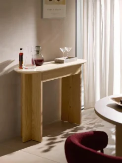 Houten console Zumi met travertin blad en lade^Westwing Collection Outlet