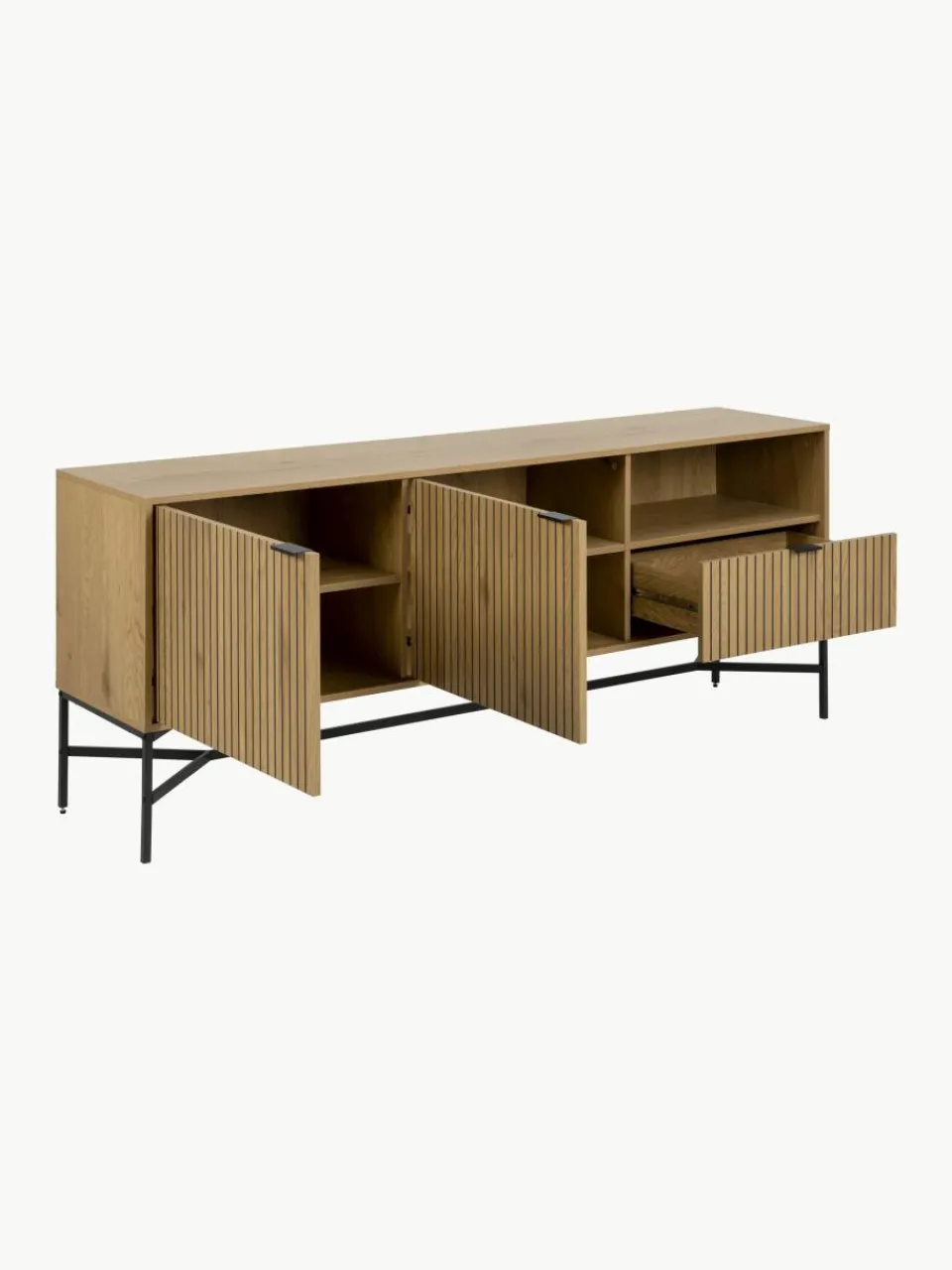 Houten dressoir Jaipur met geribbelde voorkant^Westwing New