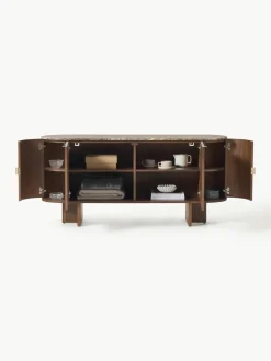 Houten dressoir Zumi met afgeronde hoeken en gemarmerd tafelblad^Westwing Collection Online
