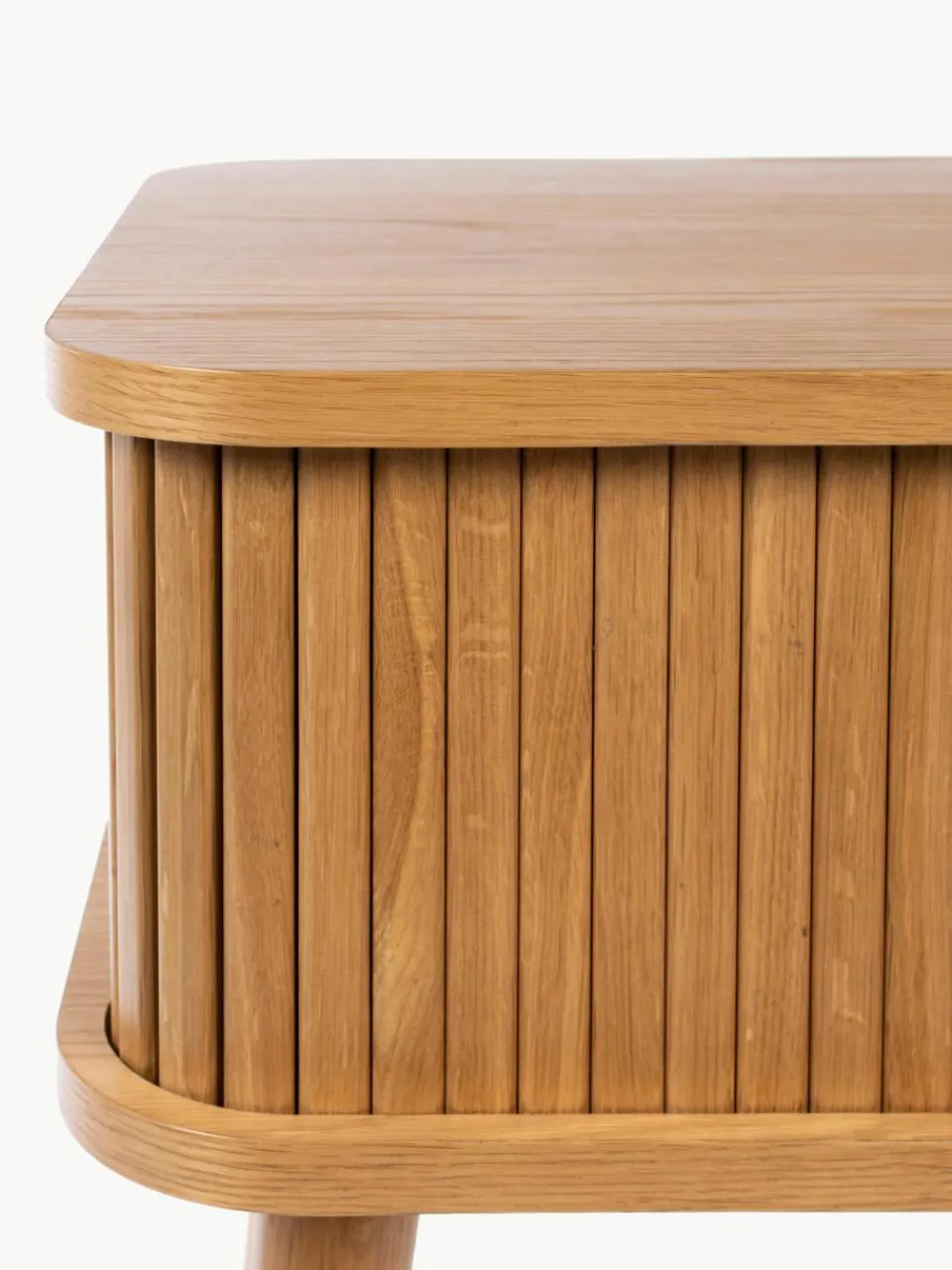 Houten nachtkastje Barbier met roldeur en gecanneleerde voorkant^Zuiver Online