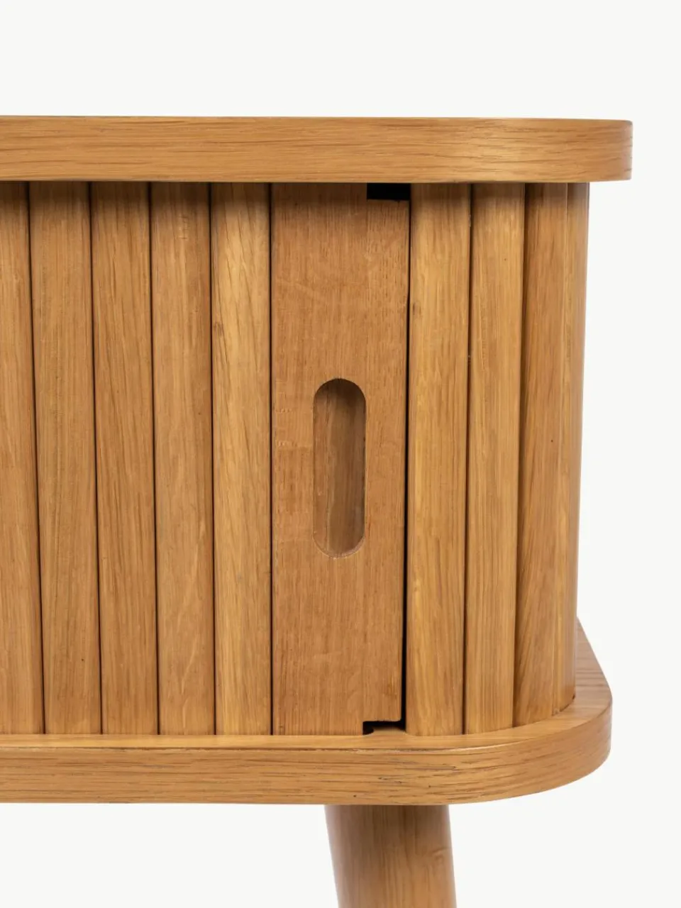 Houten nachtkastje Barbier met roldeur en gecanneleerde voorkant^Zuiver Online
