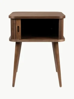 Houten nachtkastje Barbier met Rolltür en geribbelde voorzijde^Zuiver Best